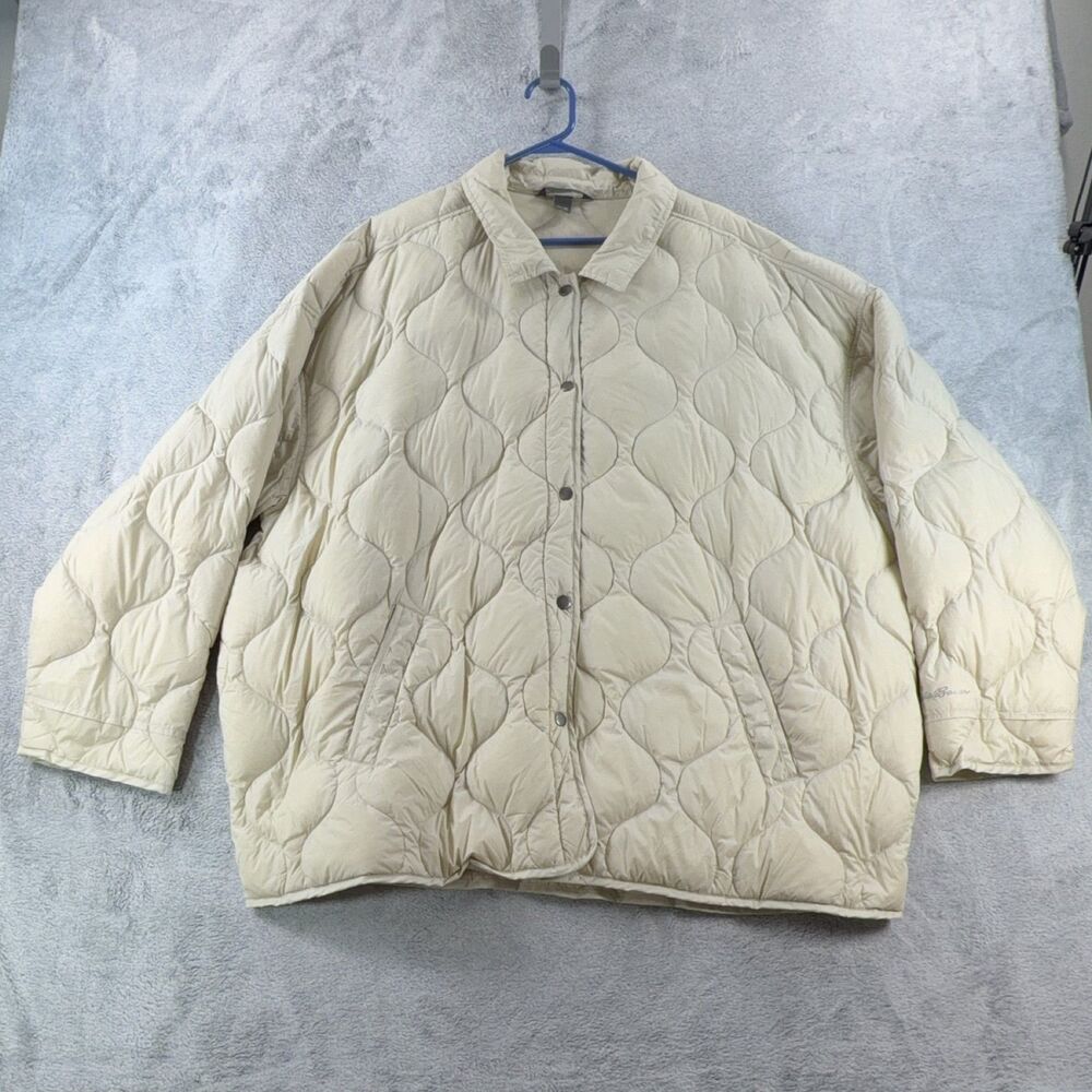 Eddie Bauer Quilted Goose Down EB650 Puffer Jacket Womens 3XL Ivory